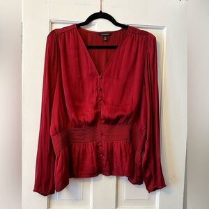 Wine Satin Blouse